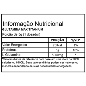 Glutamina L-G 150g - Max Titanium Matéria-prima de fonte vegetal