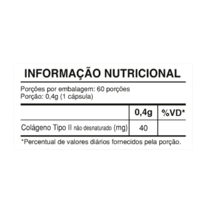 Colágeno Tipo II 40mg 60 cápsulas