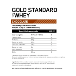 100% Whey Optimum Nutrition Gold Standard Chocolate 907g - 2 Lbs